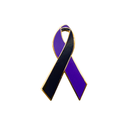 enamel purple and black awareness ribbons | pins