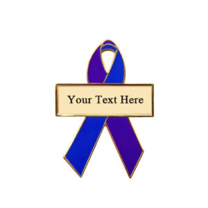 enamel purple and blue personalized awareness ribbon pins