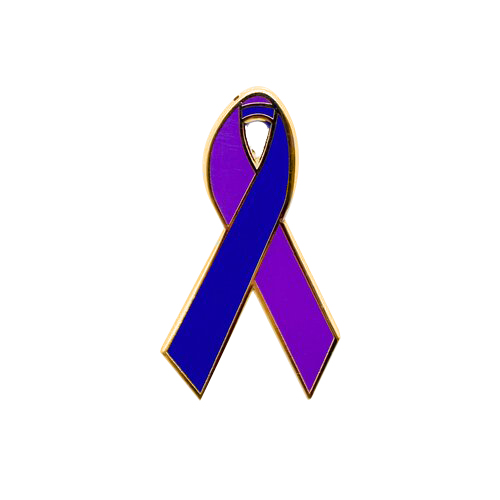 enamel purple and blue awareness ribbons | pins