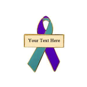enamel purple and green personalized awareness ribbon pins