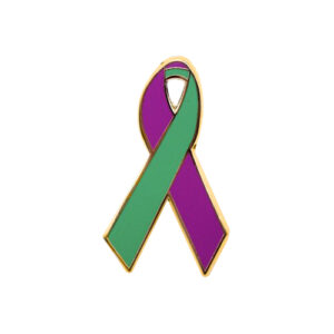 enamel purple and green awareness ribbons | pins