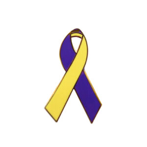 enamel purple and yellow awareness ribbons | pins