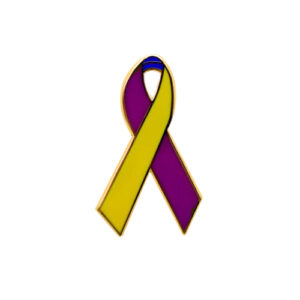 enamel purple, blue and marigold awareness ribbons | pins