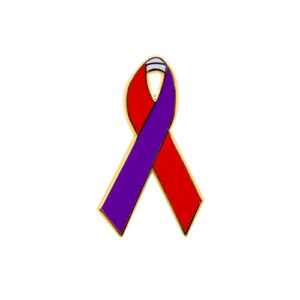 enamel purple, red and white awareness ribbons | pins