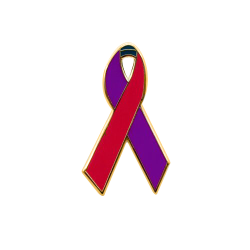 enamel purple, teal and magenta awareness ribbons | pins