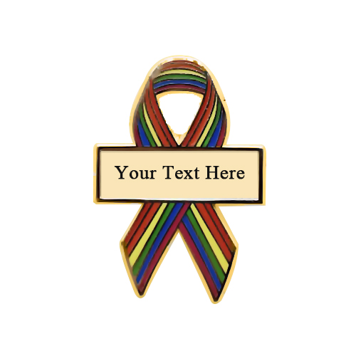 enamel rainbow personalized awareness ribbon pins