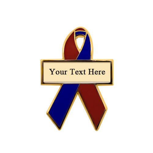 enamel red and blue personalized awareness ribbon pins