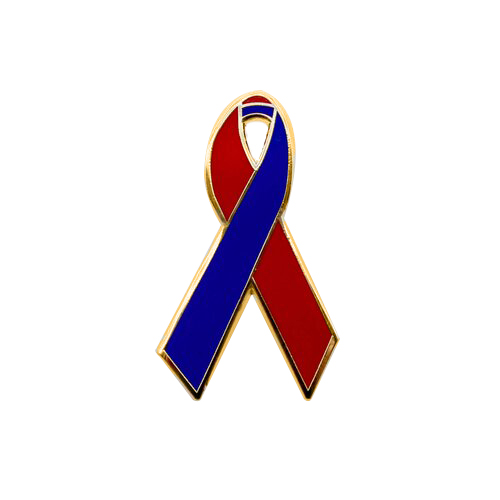 enamel red and blue awareness ribbons | pins