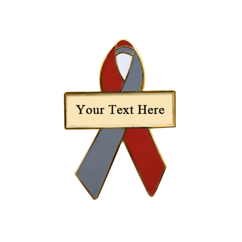 enamel red and gray personalized awareness ribbon pins