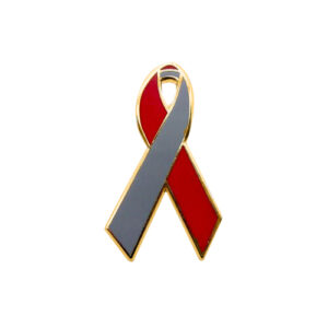 enamel red and gray awareness ribbons | pins