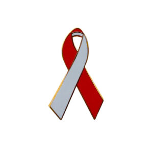enamel red and pearl awareness ribbons | pins