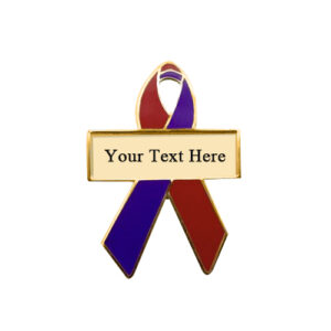 enamel red and purple personalized awareness ribbon pins