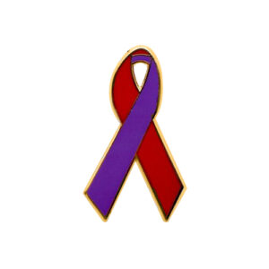 enamel red and purple awareness ribbons | pins