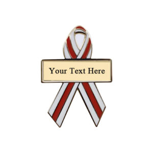 enamel red and white pinstripes personalized awareness ribbon pins