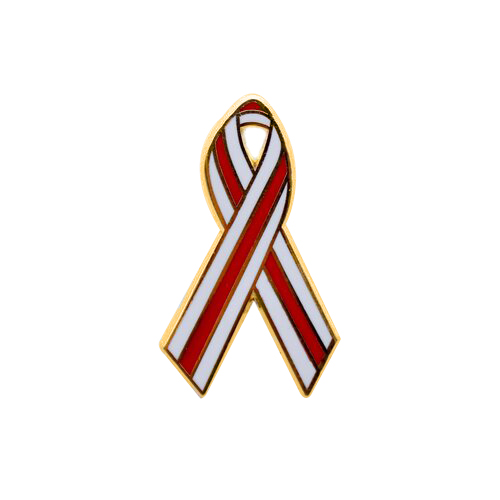 enamel red and white pinstripes awareness ribbons | pins