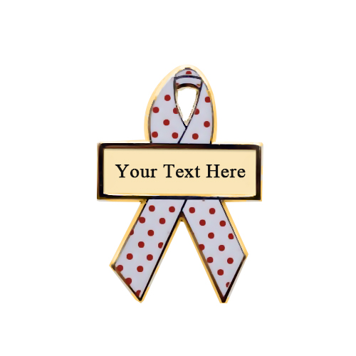 enamel red and white polka dots personalized awareness ribbon pins