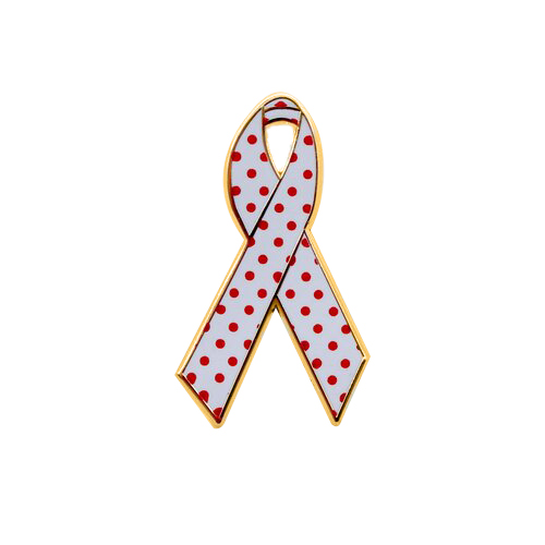enamel red and white polka dots awareness ribbons | pins