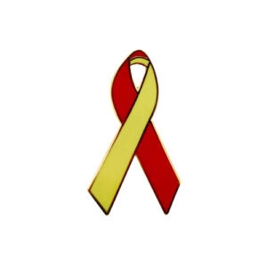 enamel red and yellow awareness ribbons | pins