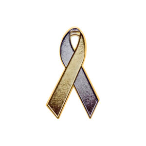 sandblasted silver and gold awareness ribbons | pins