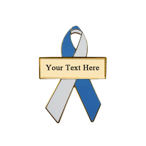 enamel teal and white personalized awareness ribbon pins
