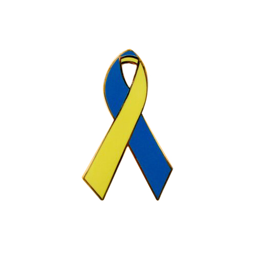 enamel teal and yellow awareness ribbons | pins