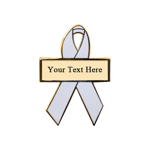 enamel white personalized awareness ribbon pins