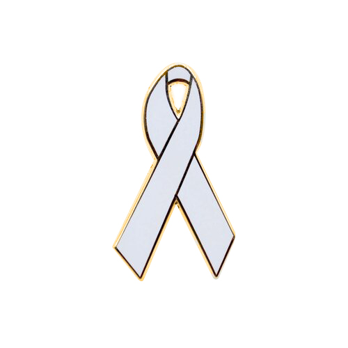 enamel white awareness ribbons | pins