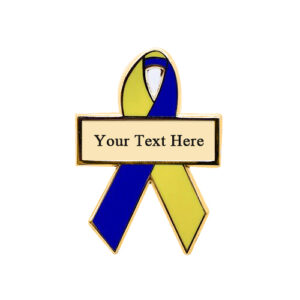 enamel yellow and blue personalized awareness ribbon pins