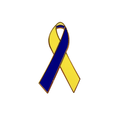 Fundraising For A Cause Blue & Yellow Large Ribbon Pin