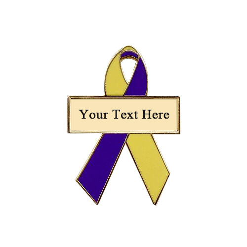 enamel purple and yellow personalized awareness ribbon pins