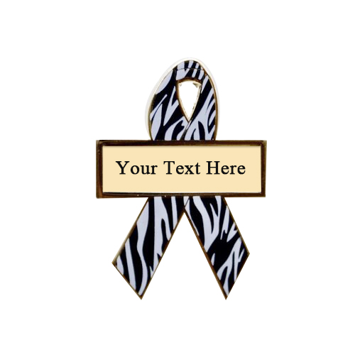 enamel printed zebra personalized awareness ribbon pins