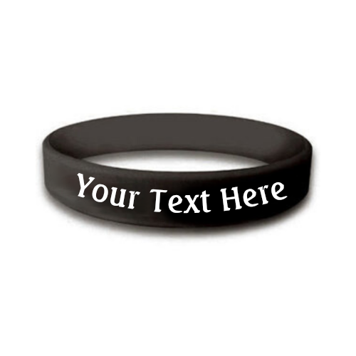 custom bulk silicone awareness wristband in the color black