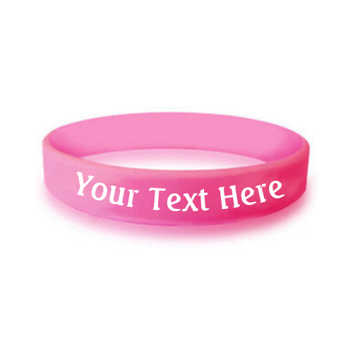 custom bulk silicone awareness wristband in the color hot pink