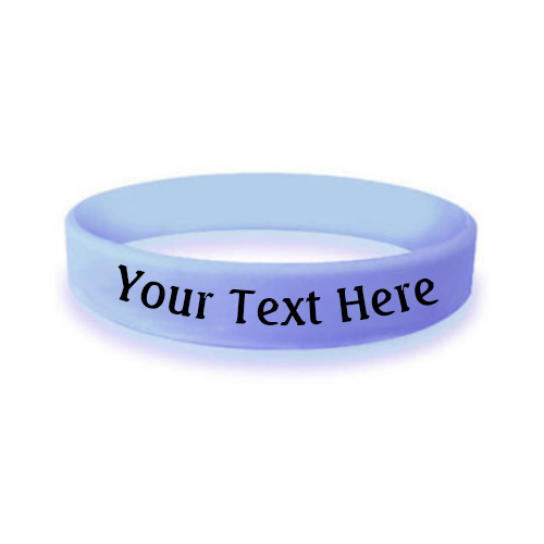custom bulk silicone awareness wristband in the color periwinkle blue