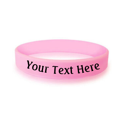 custom bulk silicone awareness wristband in the color pink