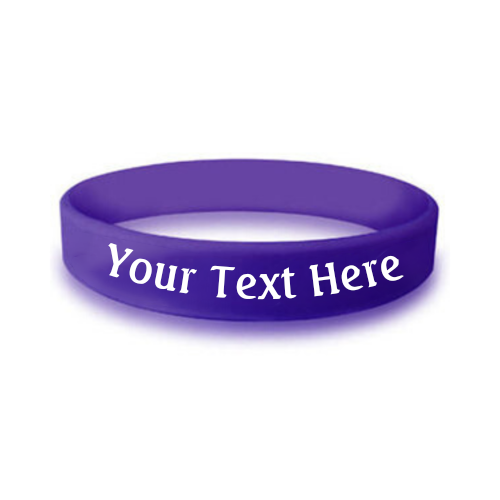 custom bulk silicone awareness wristband in the color purple