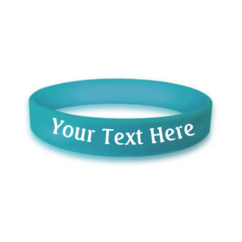custom bulk silicone awareness wristband in the color turquoise