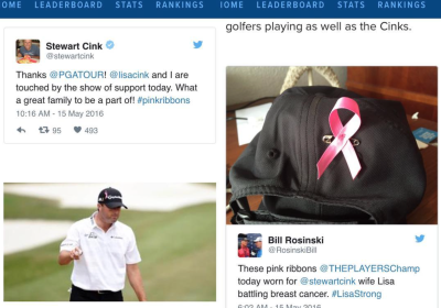personalized cause pink awareness ribbons at the PGA